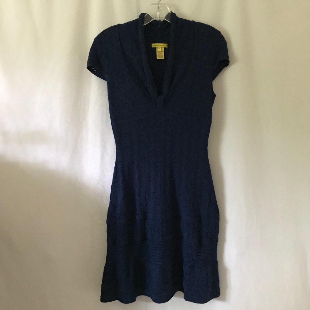 Catherine Malandrino Blue Knit V-Neck Dress